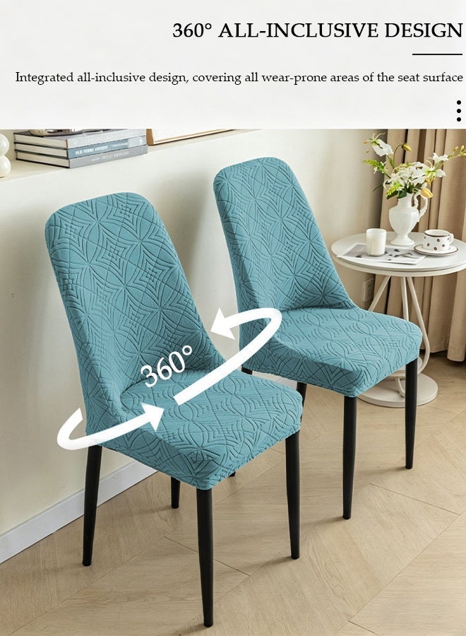 DUNISO 4 Pack Stretch Jacquard Dining Chair Slipcover, Teal Blue Durable Removable Elastic Chair Cover for Kitchen Banquet - Image 5