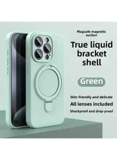 حافظة هاتف Apple 16 المحمولة Magsafe Bracket المغناطيسي 15promax من السيليكون السائل IPhone14 غطاء واقٍ ناعم اللون: أخضر نموذج قوس مع التغليف - نماذج قابلة للتطبيق: iPhone12pro