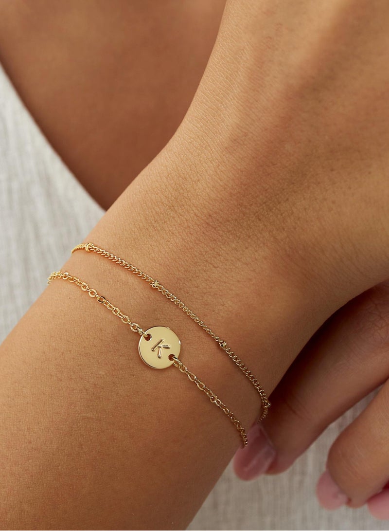 Gold Initial Bracelets for Women Girls - Dainty 16K Gold Plated Layered Beaded Letter Initial Bracelet Personalized Disc Monogram Bracelet Gold Bracelets for Women Teen Girl Gifts Trendy Stuff - Image 3