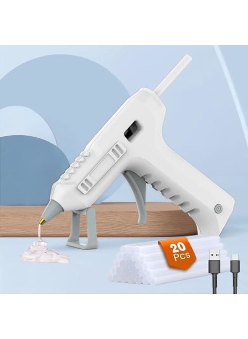 SYOSI Hot Melt Cordless Glue Gun 20s Fast Preheating USB Rechargeable, Anti-hot Drip Nozzle with 20 Pcs Glue Sticks for Classroom Decorations Craft DIY Arts and Home Repairs - Image 1