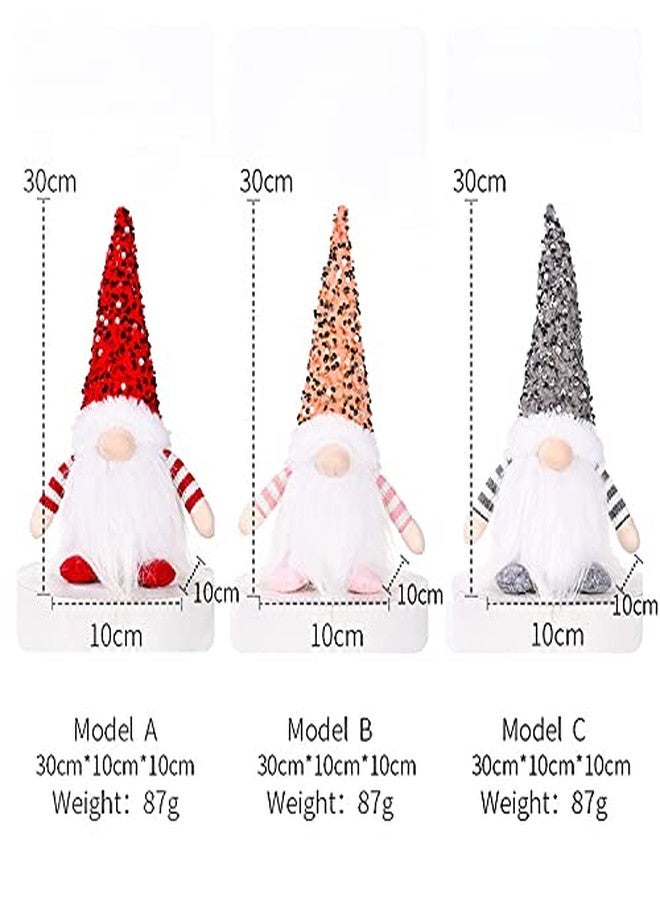 Islmlisa Plush Christmas Gnome with Light,Glowing Santa Rudolph Doll Cloth Birthday Present with Bendable Nordic Hat for Home Holiday Decoration, Christmas Home Decor Gifts (Grey) - Image 3