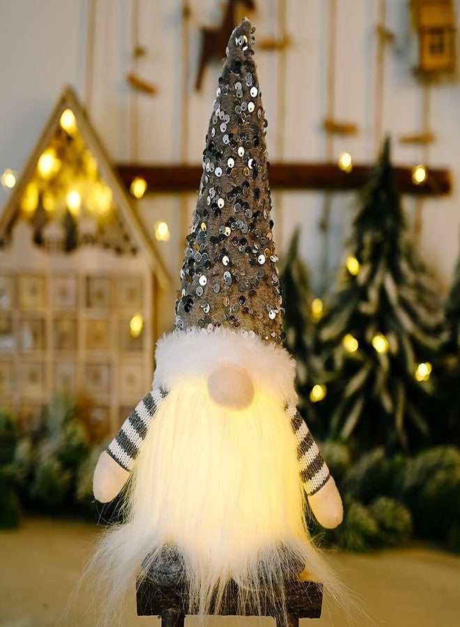 Islmlisa Plush Christmas Gnome with Light,Glowing Santa Rudolph Doll Cloth Birthday Present with Bendable Nordic Hat for Home Holiday Decoration, Christmas Home Decor Gifts (Grey) - Image 1