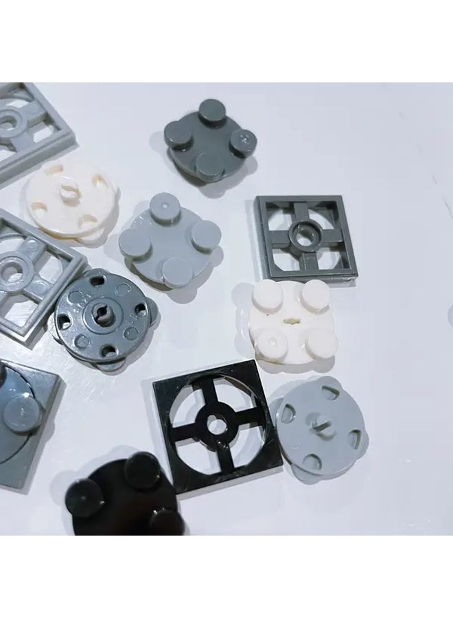 18 Pcs 9 Sets Moc Scene Building Blocks Dark Gray Diy Compatible With Small Particle Discs And Base Assembly Connectors Rotatable Function Mixed Colors Durable Abs Material For Birthday Gifts Creative Playtime Sturdy Construction Building Block Accessories Brick - Image 1