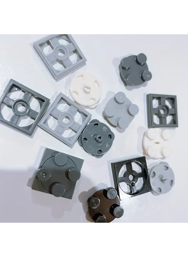 18 Pcs 9 Sets Moc Scene Building Blocks Dark Gray Diy Compatible With Small Particle Discs And Base Assembly Connectors Rotatable Function Mixed Colors Durable Abs Material For Birthday Gifts Creative Playtime Sturdy Construction Building Block Accessories Brick - Image 2
