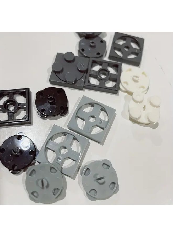 18 Pcs 9 Sets Moc Scene Building Blocks Dark Gray Diy Compatible With Small Particle Discs And Base Assembly Connectors Rotatable Function Mixed Colors Durable Abs Material For Birthday Gifts Creative Playtime Sturdy Construction Building Block Accessories Brick - Image 3