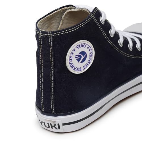 YUKI Unisex Canvas Comfortable & Lightweight Sneaker for Men's and Women's | High Top Canvas Sneakers Blue - Image 3