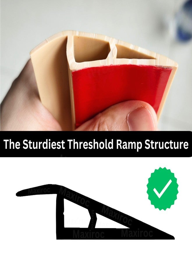 Maxiroc 1/2" to 3/5" Height Threshold Ramp - Rubber Threshold, Floor Transition Strip, Door Strip, Wheelchair Ramp, Carpet to Tile Strip (Raw Timber Tone, 40 inches) - Image 3