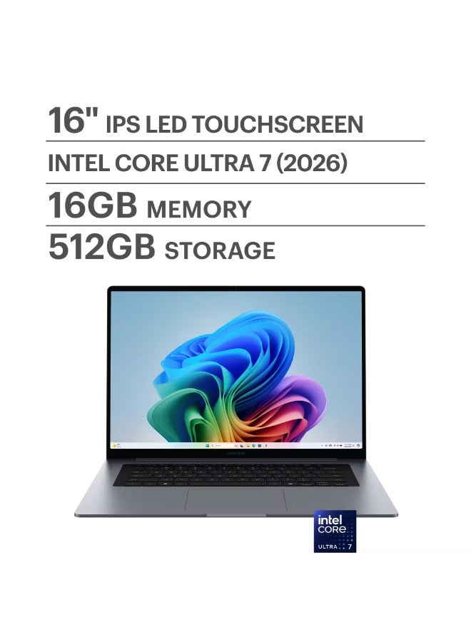 Samsung Galaxy Book6 16" Touchscreen Laptop, Intel Core Ultra 7 355, 16GB LPDDR5X RAM, 512GB NVMe SSD, WUXGA IPS Display, Intel Graphics, Copilot+ PC, Windows 11 Home, Backlit Keyboard, Gray English Gray - Image 2