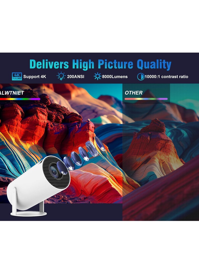 Mini Projector with Android 11 Portable Projector 1080P Full HD 4K Support Smart 5G Projector WiFi 6 Band Horizontal Correction 180° Rotation  - Image 4