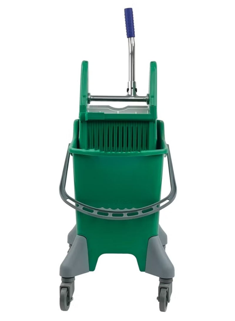 AKC 25L Mop Bucket with Wringer – Commercial Green Mop Trolley with Side Press & Caster Wheels | Industrial-Strength Cleaning Bucket for Professional Use in Schools, Offices, & Commercial Facilities - Green  - Image 3