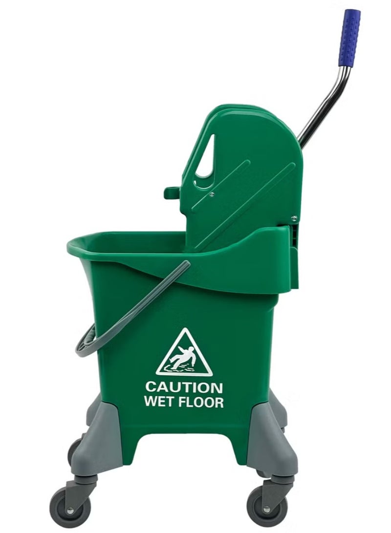 AKC 25L Mop Bucket with Wringer – Commercial Green Mop Trolley with Side Press & Caster Wheels | Industrial-Strength Cleaning Bucket for Professional Use in Schools, Offices, & Commercial Facilities - Green  - Image 2