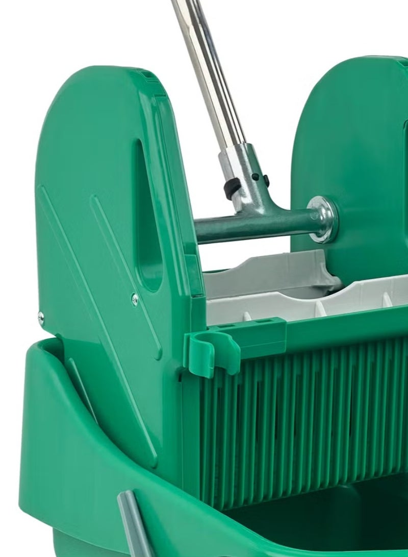 AKC 25L Mop Bucket with Wringer – Commercial Green Mop Trolley with Side Press & Caster Wheels | Industrial-Strength Cleaning Bucket for Professional Use in Schools, Offices, & Commercial Facilities - Green  - Image 4