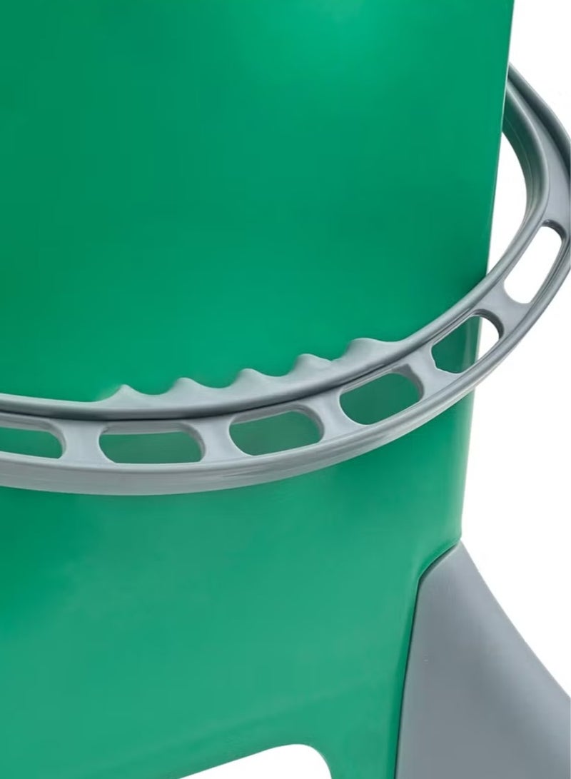 AKC 25L Mop Bucket with Wringer – Commercial Green Mop Trolley with Side Press & Caster Wheels | Industrial-Strength Cleaning Bucket for Professional Use in Schools, Offices, & Commercial Facilities - Green  - Image 5