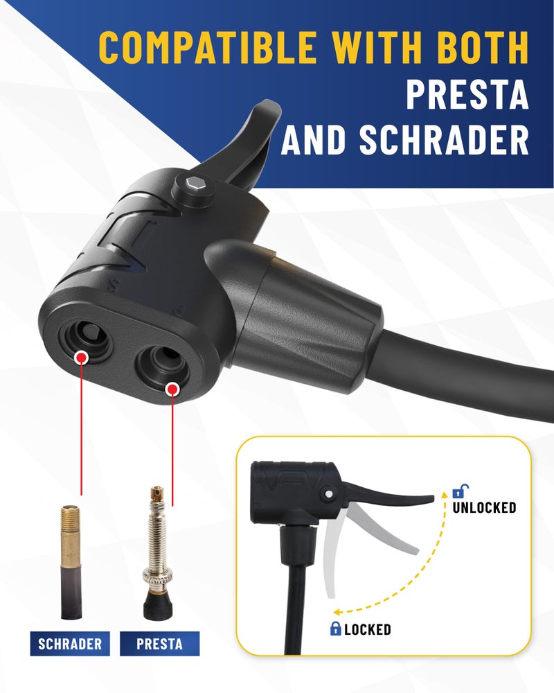 GERCHWAY Presta Valve Air Chuck â€“ Digital Bike Tire Inflator with Pressure Gauge â€“ Schrader to Presta Valve Adapter for Air Compressor - Image 4