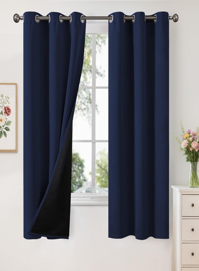 YoungsTex Navy Blue 100% Blackout Curtains for Bedroom 63 Inches Long, Grommet Thermal Insulated Black Out Drapes Evergy Saving for Winter Living Room, 2 Panels, 42 X 63 Inch - Image 1