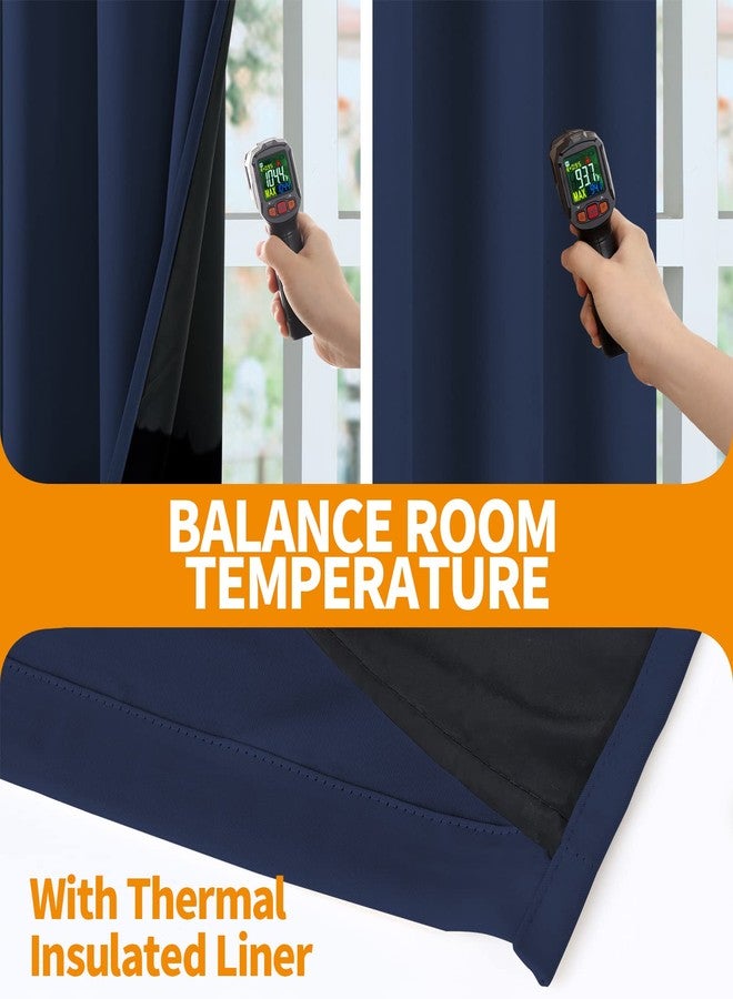 YoungsTex Navy Blue 100% Blackout Curtains for Bedroom 63 Inches Long, Grommet Thermal Insulated Black Out Drapes Evergy Saving for Winter Living Room, 2 Panels, 42 X 63 Inch - Image 3
