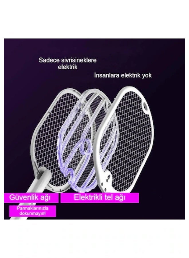 2-in-1 Electric Mosquito Swatter and Zapper with Mosquito Attractor Night Light, Rechargeable with Mounting Base and Triple Protective Mesh - Image 2