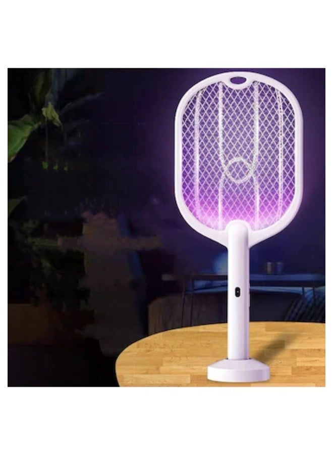 2-in-1 Electric Mosquito Swatter and Zapper with Mosquito Attractor Night Light, Rechargeable with Mounting Base and Triple Protective Mesh - Image 1