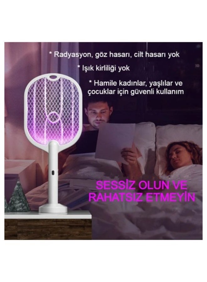 2-in-1 Electric Mosquito Swatter and Zapper with Mosquito Attractor Night Light, Rechargeable with Mounting Base and Triple Protective Mesh - Image 5