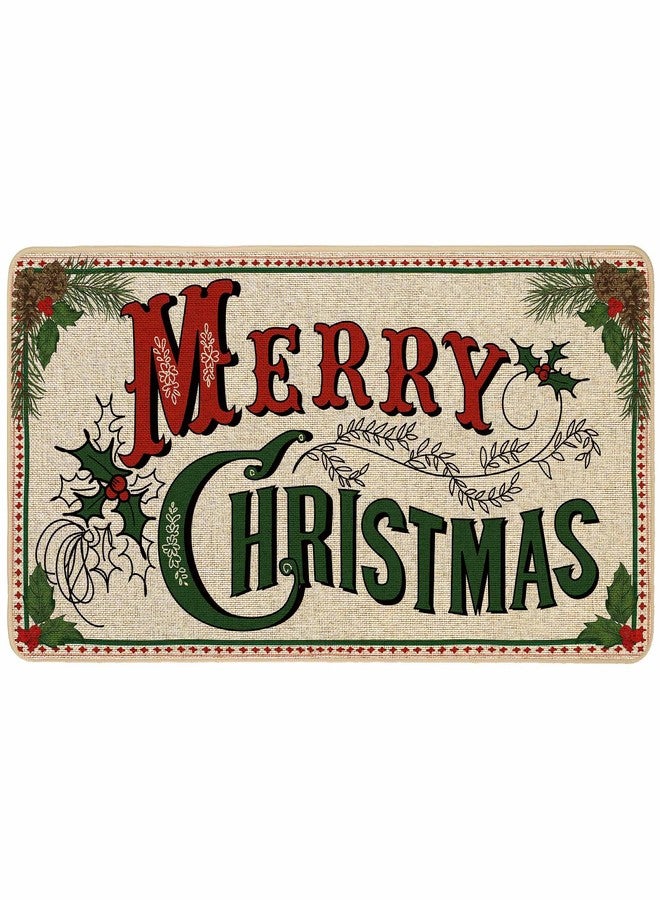 Baccessor Merry Christmas Doormat 17x36 inch Decorative Front Door Mat Indoor Outdoor Non Slip Rubber Backing Farmhouse Seasonal Entryway Kitchen Floor Decoration - Image 1