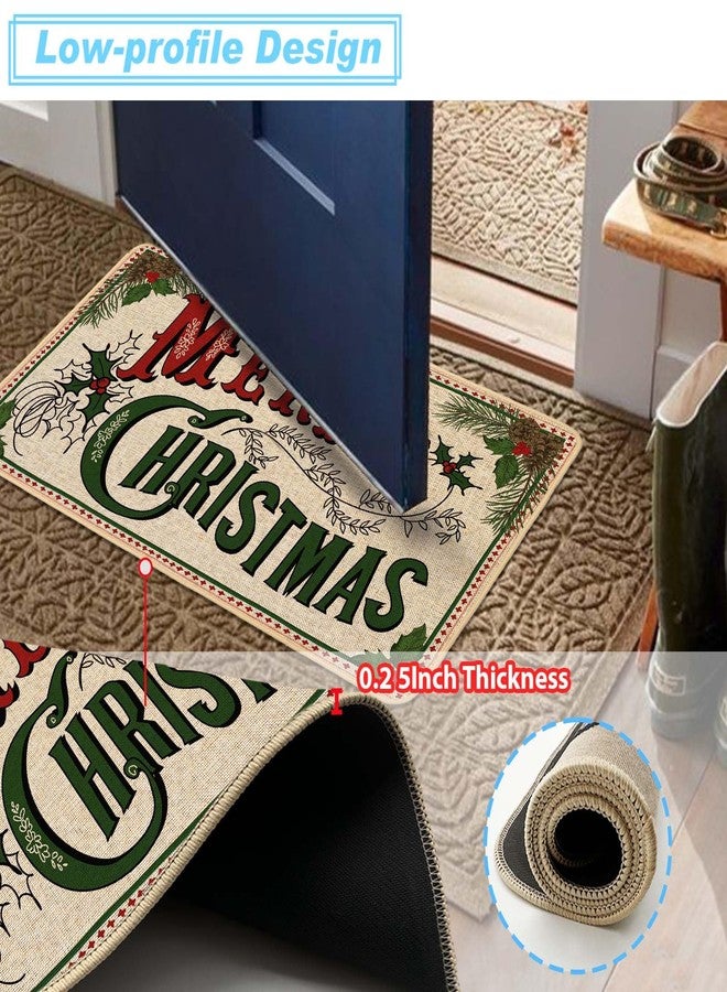 Baccessor Merry Christmas Doormat 17x36 inch Decorative Front Door Mat Indoor Outdoor Non Slip Rubber Backing Farmhouse Seasonal Entryway Kitchen Floor Decoration - Image 5