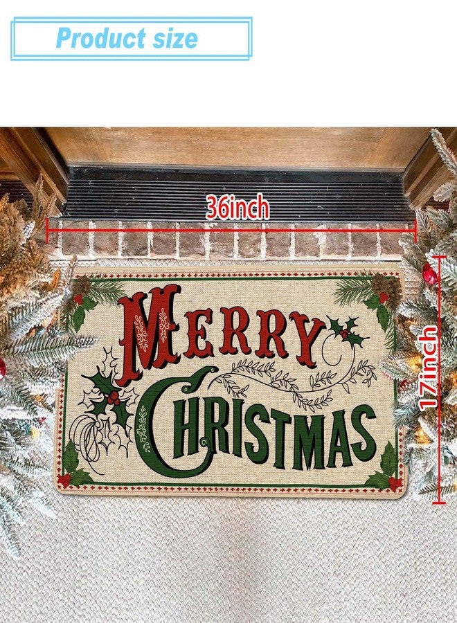 Baccessor Merry Christmas Doormat 17x36 inch Decorative Front Door Mat Indoor Outdoor Non Slip Rubber Backing Farmhouse Seasonal Entryway Kitchen Floor Decoration - Image 4