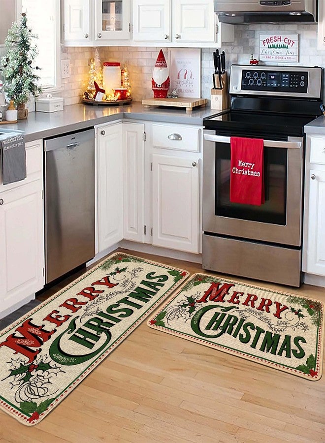 Baccessor Merry Christmas Doormat 17x36 inch Decorative Front Door Mat Indoor Outdoor Non Slip Rubber Backing Farmhouse Seasonal Entryway Kitchen Floor Decoration - Image 3