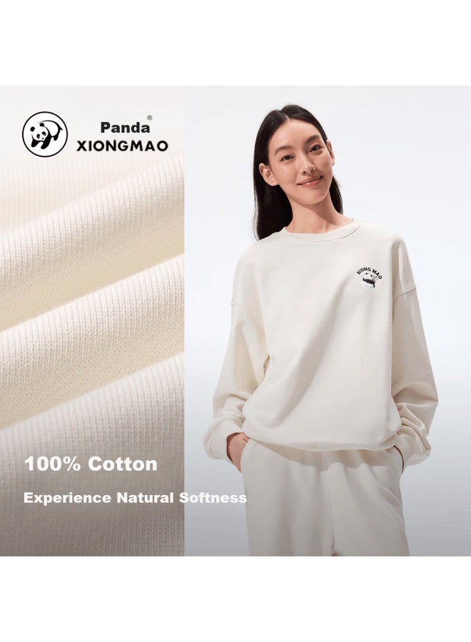 Panda Camel Series Outdoor Crewneck Sweatshirt Uni Autumn Winter New 100% Cotton Warm Loose Long Sleeve Top 1355,s - Image 2