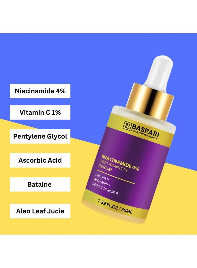 BASPARI Baspari Niacinamide Acid Serum 4% with Vitamin C Serum 1% for Glowing Skin  - Image 4