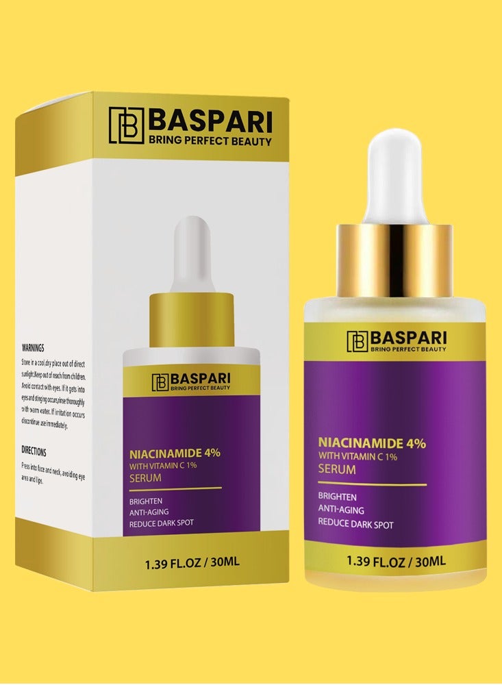 BASPARI Baspari Niacinamide Acid Serum 4% with Vitamin C Serum 1% for Glowing Skin  - Image 1