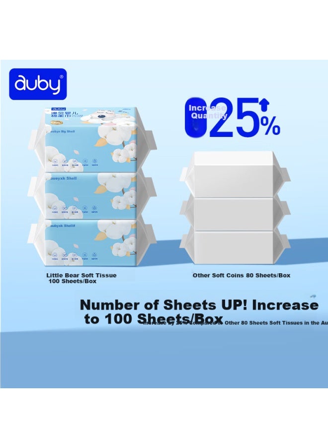 Auby Baby Cotton Soft Towel Wet And Dry Dual-use Thickened Bear Towel Baby Special Soft Tissue Disposable Face And Wipes - Image 5