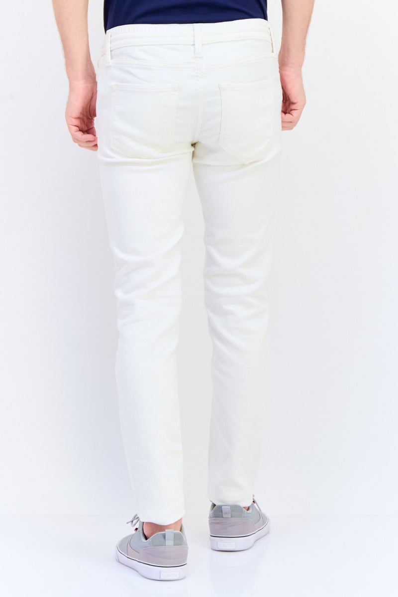 Celio Men Slim Fit Solid Stretchable Straight Leg Jeans, White  - Image 3