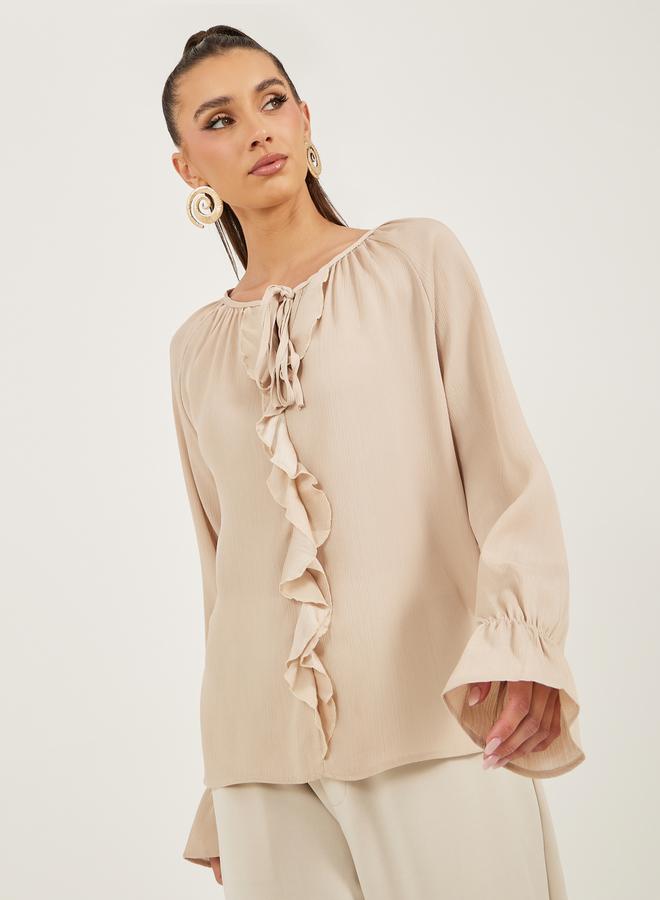 Styli Tie-Up Neck Ruffled Detail Blouse - Image 3