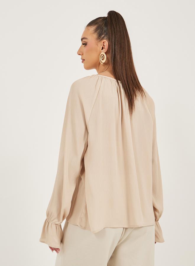 Styli Tie-Up Neck Ruffled Detail Blouse - Image 5