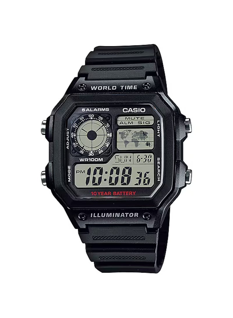 CASIO Men's Resin Digital Watch AE-1200WH-1AVDF - 42 mm - Black - Image 1