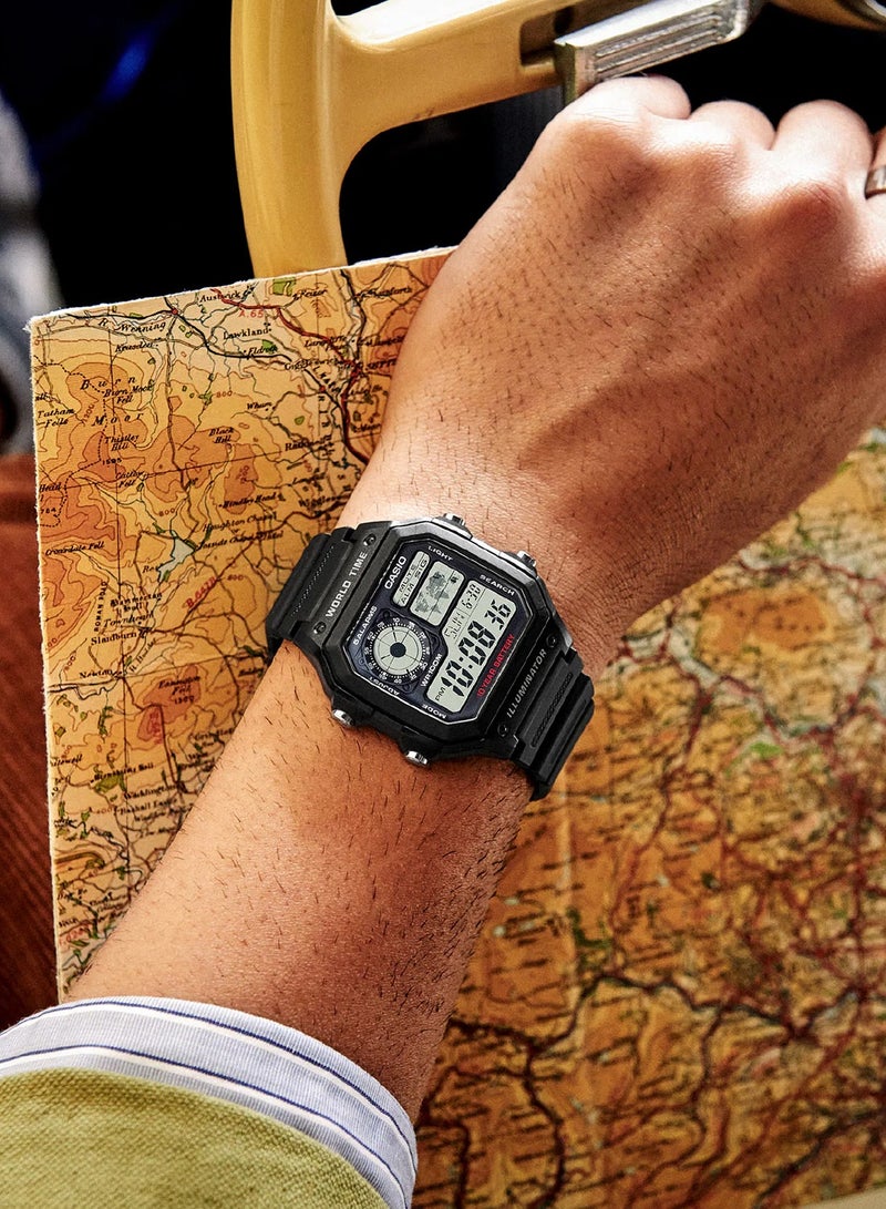 CASIO Men's Resin Digital Watch AE-1200WH-1AVDF - 42 mm - Black - Image 5