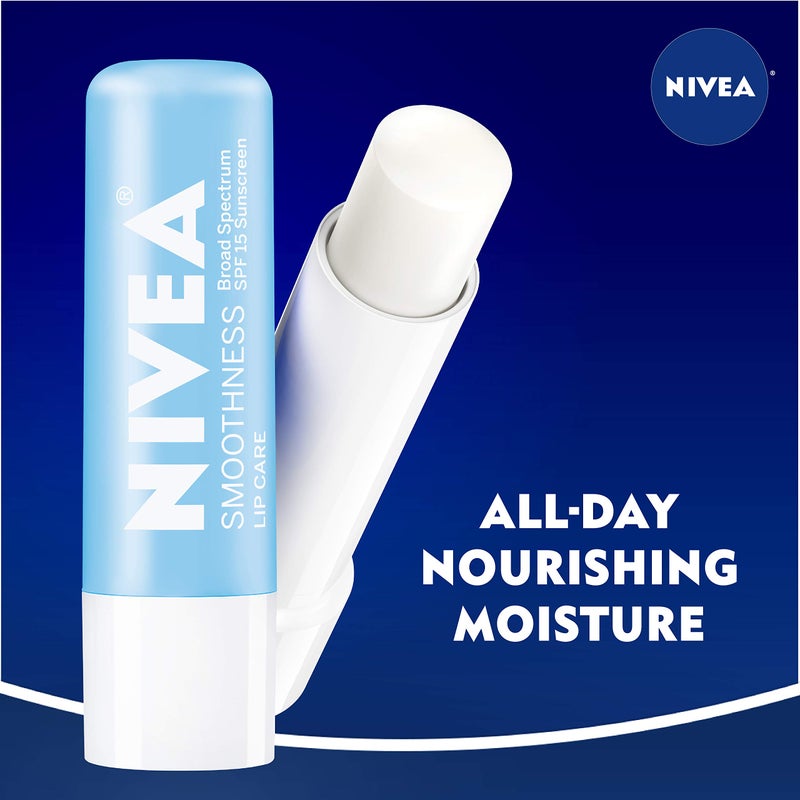 NIVEA Smoothness Lip Care SPF 15 Carded, 1 Count, Pack of 6 - Image 4