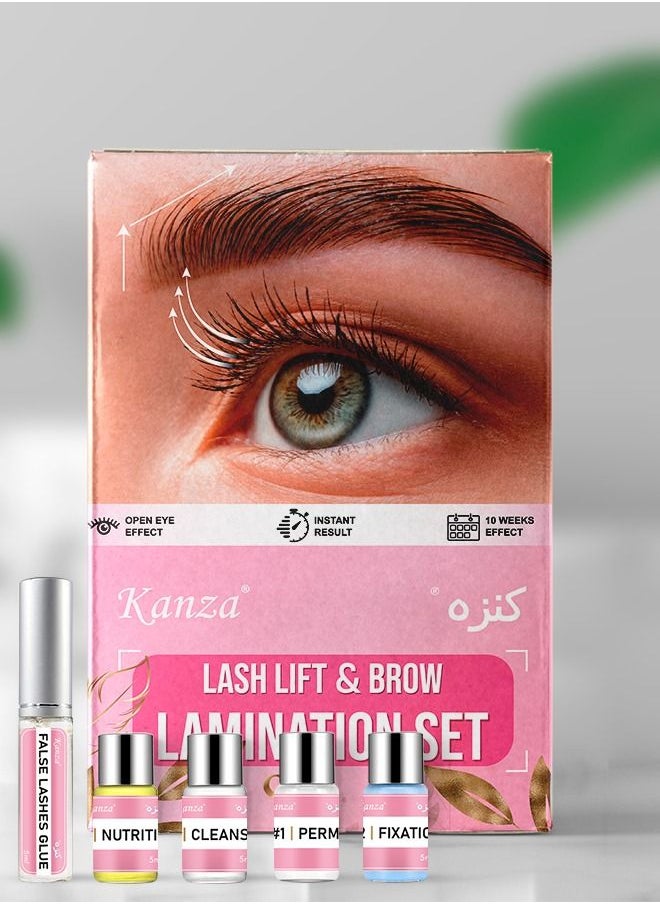 Kanza Eyebrow Lamination Kit & Lash Lift Kit At Home DIY Perm For Your Brows Instant Professional Lift For Fuller Eyebrows Professional Grade & Easy for Beginners Long Lasting Instant Fuller Eyebrow Kit  - Image 1
