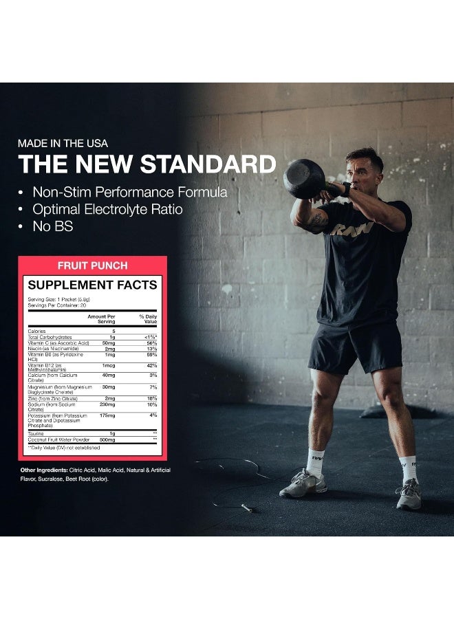 RAW Electrolytes Powder Hydration Drink Mix Packets, BUM Hydrate (Fruit Punch, 20 Servings) - Electrolyte Hydration Packets Supports Muscle Function & Endurance - Keto Free Electrolytes Powder Packets - Image 5