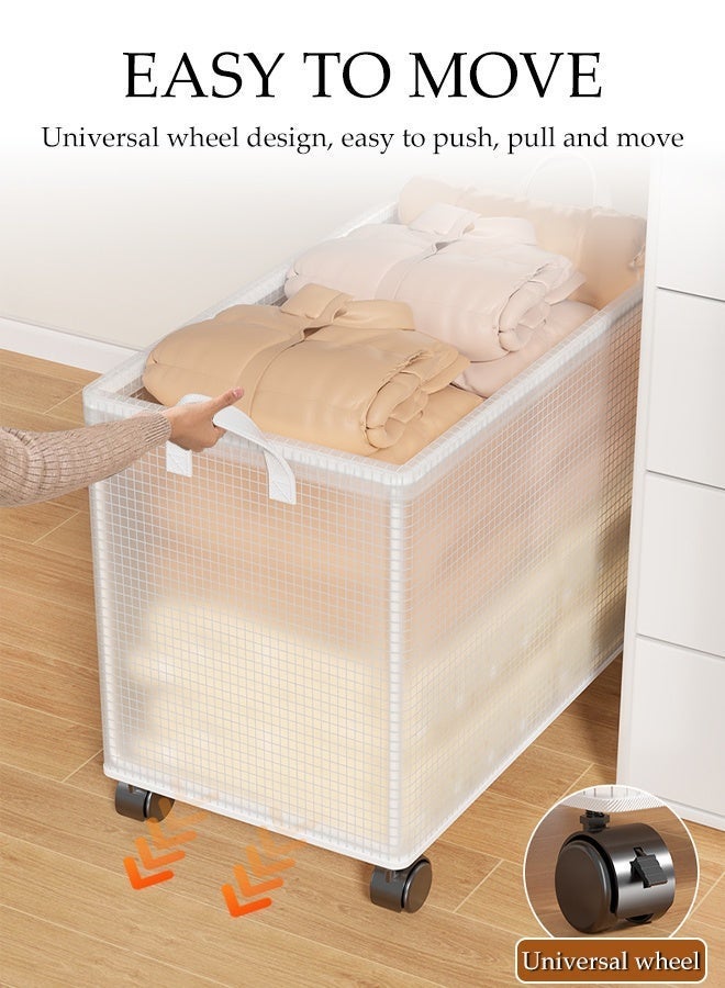 DUNISO Foldable Storage Shelves with Wheels,Waterproof Multifunctional Storage Basket,Unit Rolling Cart for Garage, Office, Basement, Bedroom,Bathroom(38*30*30) - Image 2