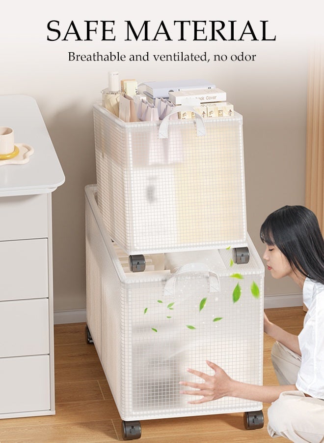 DUNISO Foldable Storage Shelves with Wheels,Waterproof Multifunctional Storage Basket,Unit Rolling Cart for Garage, Office, Basement, Bedroom,Bathroom(38*30*30) - Image 5