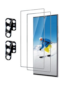 Samsung Galaxy S24 Ultra Screen Protector,2 Pack HD Clear 9H Tempered Glass Screen Protector+2 Pack Glass Camera Lens Protector, Support Fingerprint Unlock,Easy install and Comfortable touch