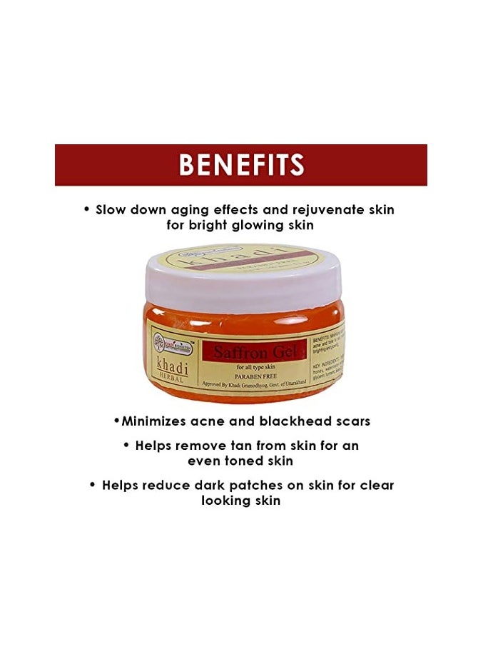 Khadi Herbal - Khadi  Pure Saffron Gel For Lightening Whitening Skin Tone, Reduce Pigmentation, Blemishes Acne Power With Orange Honey  Aloe Vera, Marigold For Unisex 150g - Image 1