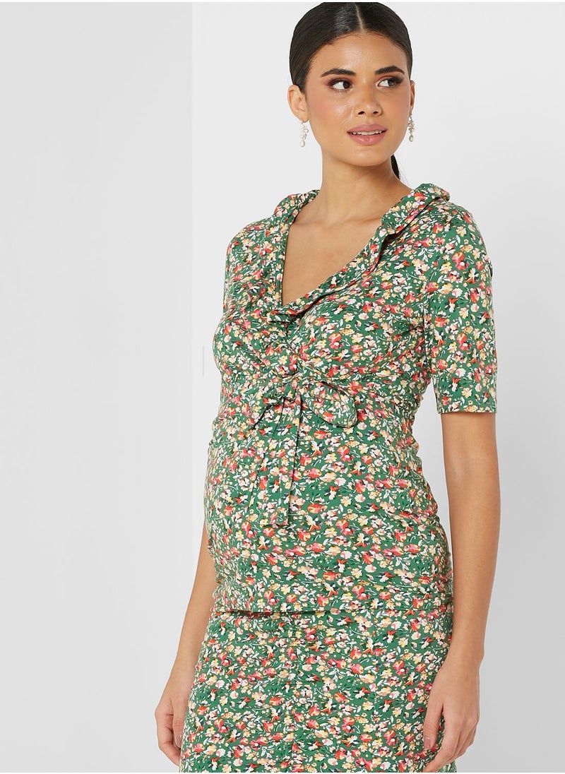 Mamalicious - V-Neck Floral Printed Top - Image 1