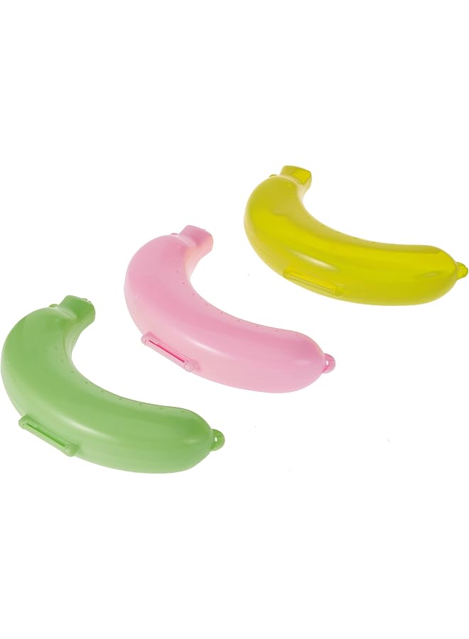 S-TOP 3PCS Plastic colourful Banana Protector Container Box Holder Case Food Lunch Fruit Storage Outdoor Travel Cute Banana Protector Storage Box - Image 1