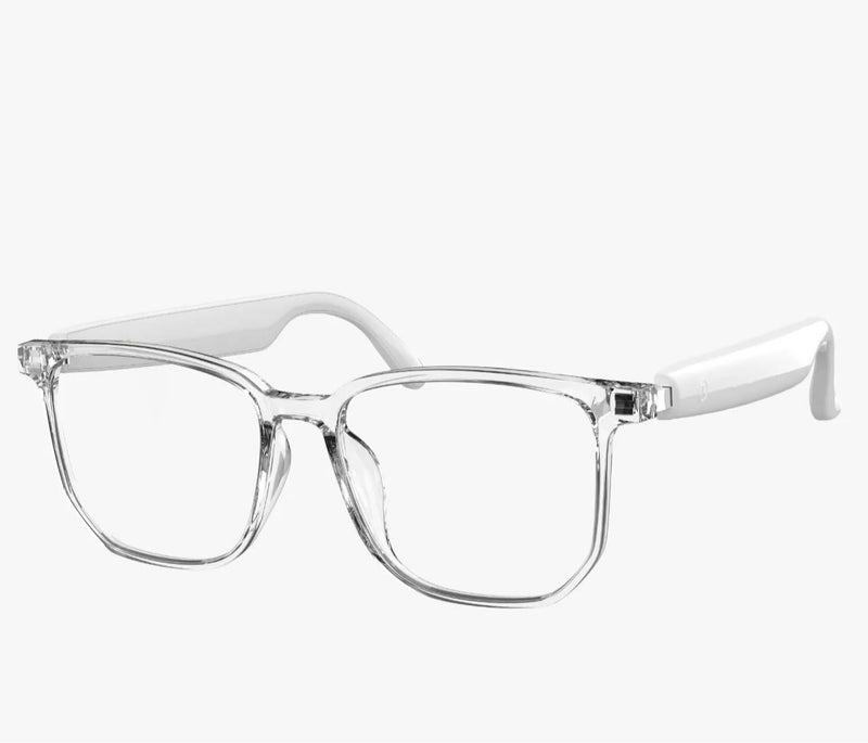 GREEN LION Smart Glasses, Play & Pause, Answer & Reject Calls, Anti-Blue Lens, Built-in Microphone, UV400 Protection, Voice Assistant, Remote Camera, Touch Control, TWS Function - White - Image 1