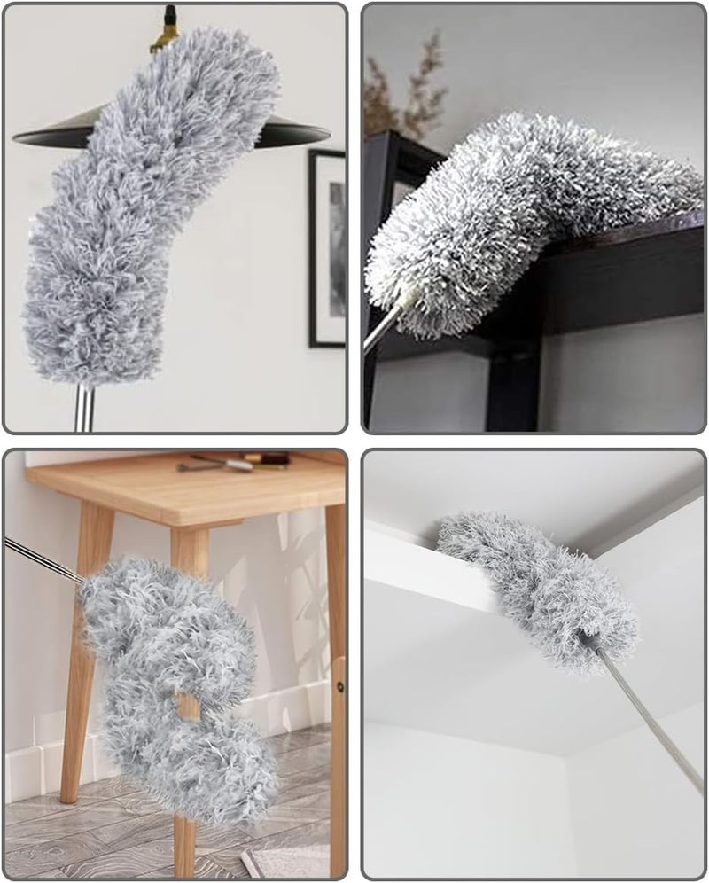 DP FASHION DP FASHION Feather Duster Bendable Microfiber Long Handled Duster with Extra Telescopic Extending Pole and Soft Silicone Cap Washable Duster for Roof High Ceiling Fan Blinds Cobweb1 pcs - Image 5