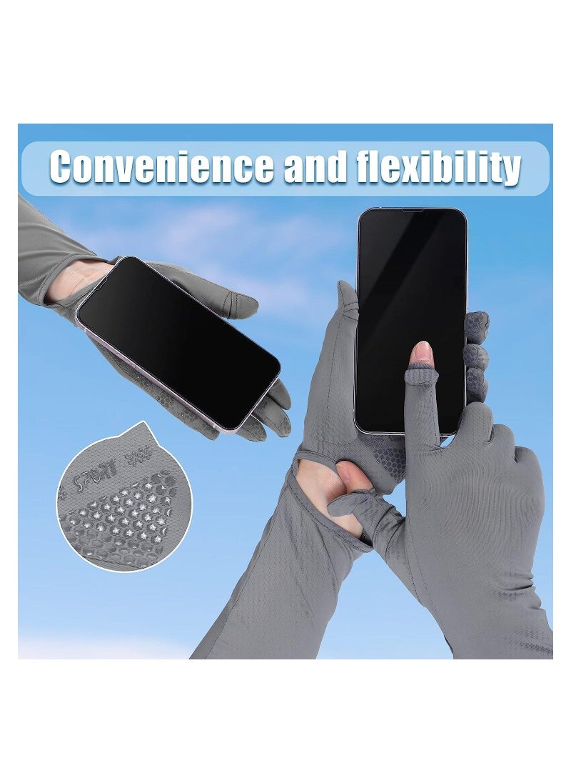 2 Pairs UV Long Sun Gloves Women's Sunblock Protection Driving Gloves Non Slip Full Finger Arm Sun Protective Touchscreen UPF 50+ for Outdoor Sports Cycling - Image 2