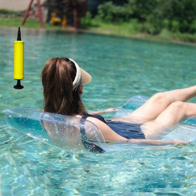 Cross border factory hot sale PVC water transparent recliner foldable inflatable hammock with sequins floating row adult recliner(Sequin Hammock, 130*70cm) - Image 1