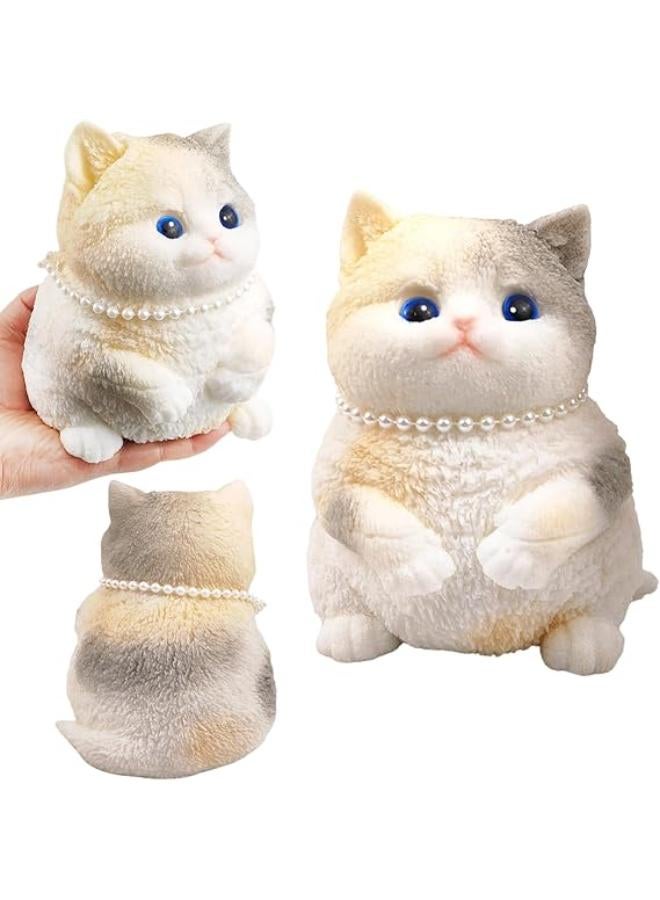 Big Hand Painted Cat Squishy Toys Large Cute Ultra Soft Kitty Squeeze Fidget Toys for Stress Relief ,Kawaii Squishies Sticky Animal Toys for Adults Kids,Decompression Sensory Balls Toys for Autism